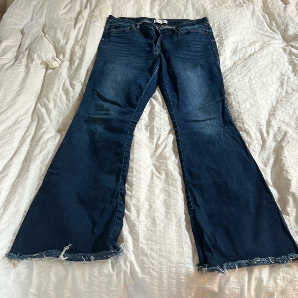 Flying Monkey Mid-Rise Distressed Flare Jeans - Medium Wash - Size 32